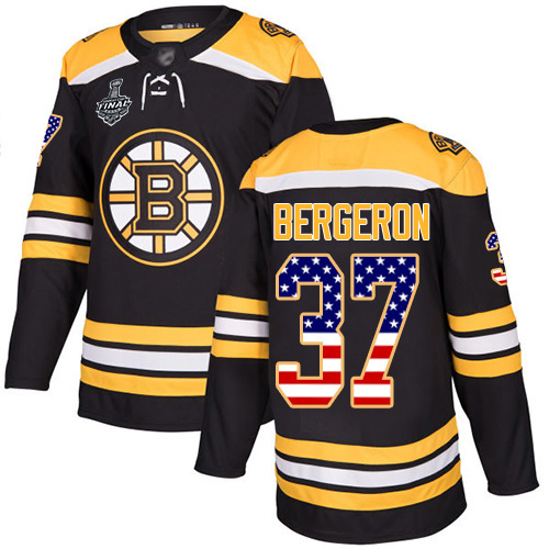 Adidas Bruins #37 Patrice Bergeron Black Home Authentic USA Flag Stanley Cup Final Bound Youth Stitched NHL Jersey